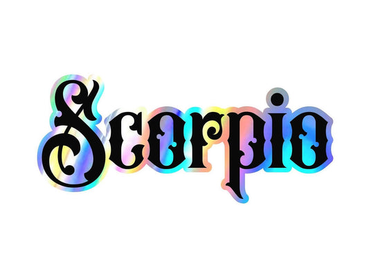 Scorpio Sticker, black and holographic silver vinyl decal, horoscope zodiac sticker, witchy aesthetic, laptop or water bottle sticker.