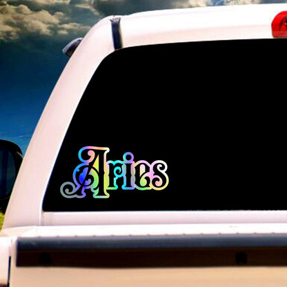Aries Sticker, black and holographic silver vinyl decal, April horoscope zodiac sticker, witchy vibe, laptop or water bottle sticker
