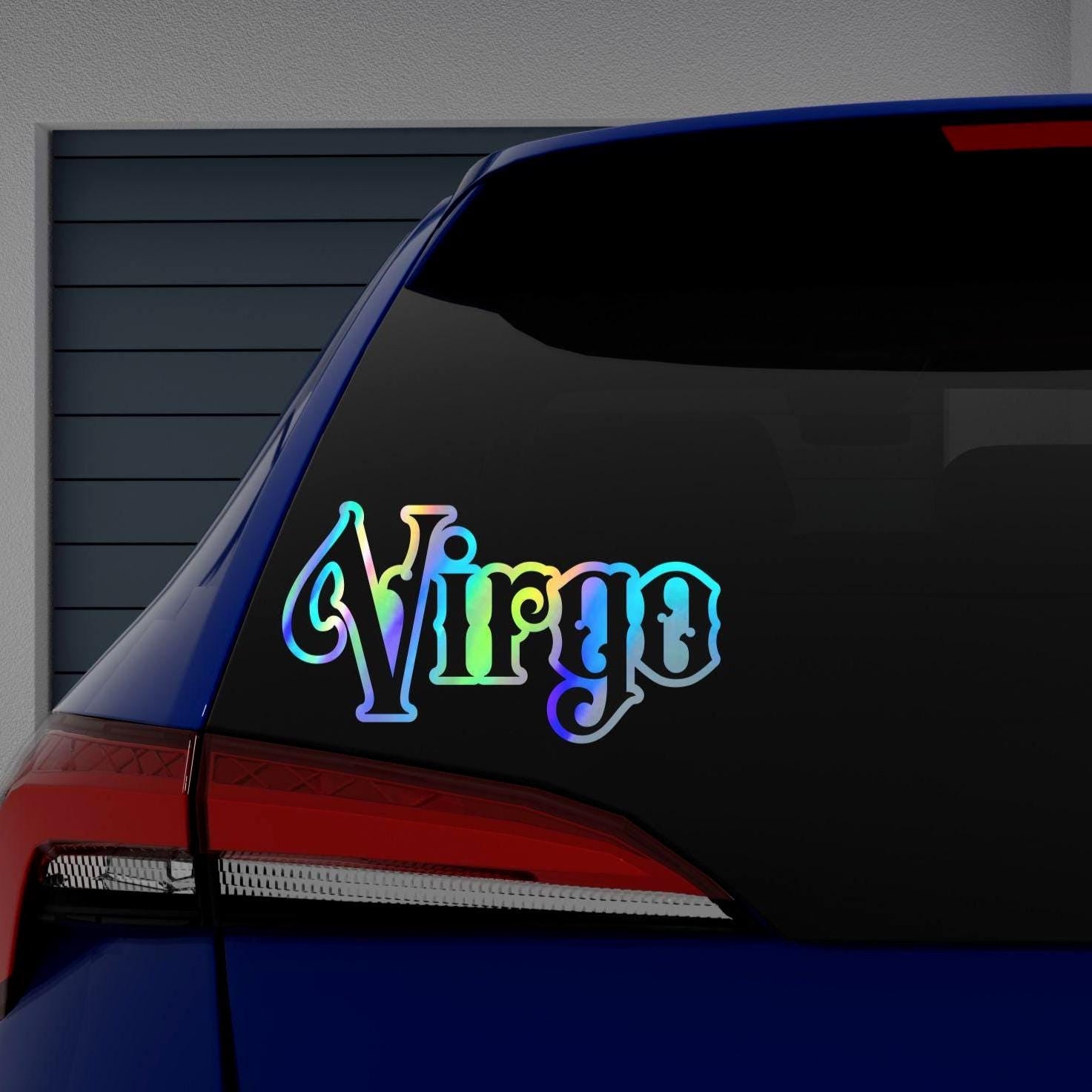 Virgo Sticker, black and holographic silver vinyl decal, September birthday horoscope zodiac sticker, witchy stickers