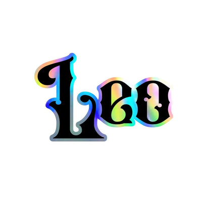 Leo zodiac sticker in holographic silver with a black letter