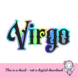 Virgo Sticker, black and holographic silver vinyl decal, September birthday horoscope zodiac sticker, witchy stickers