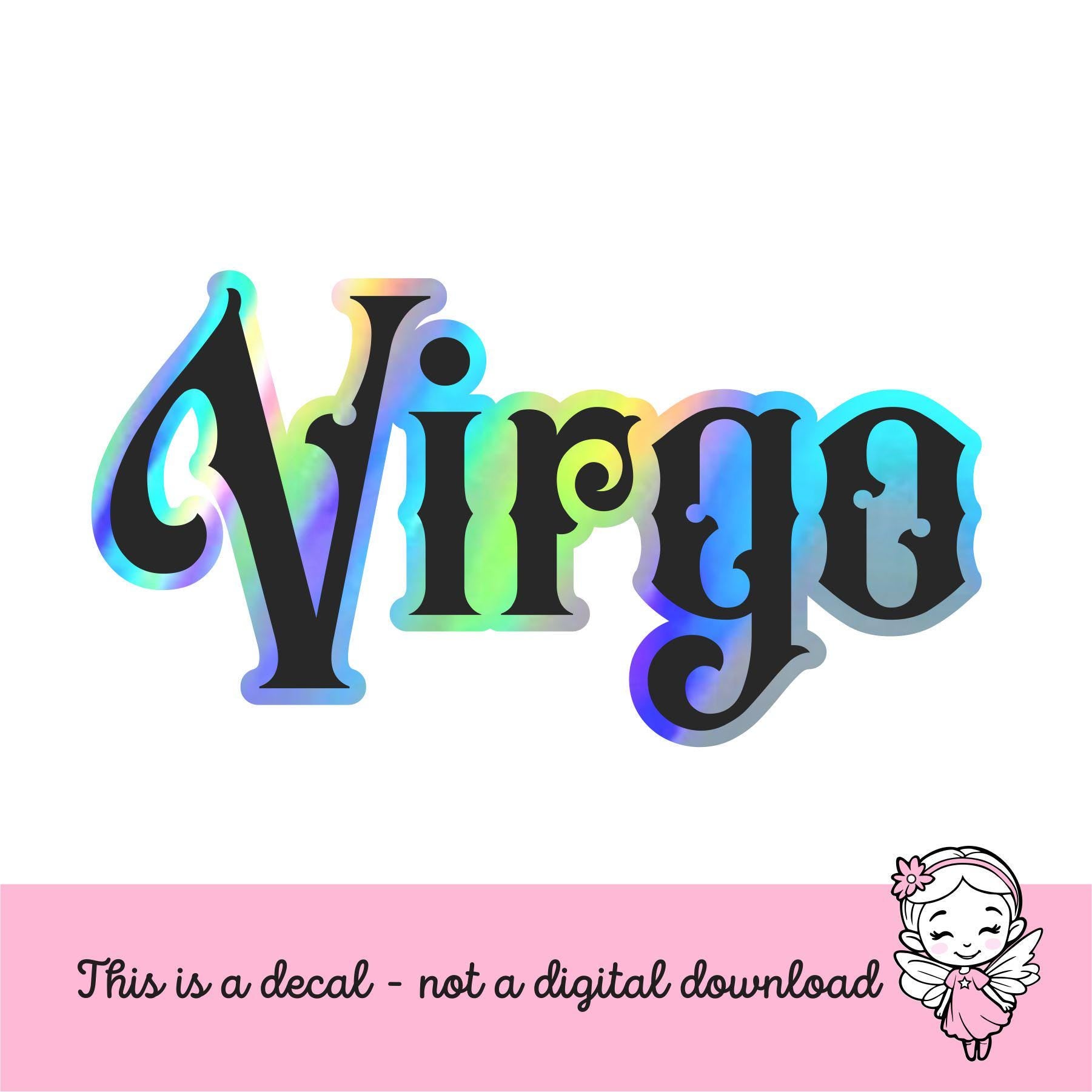 Virgo Sticker, black and holographic silver vinyl decal, September birthday horoscope zodiac sticker, witchy stickers
