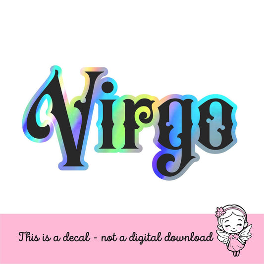 Virgo Sticker, black and holographic silver vinyl decal, September birthday horoscope zodiac sticker, witchy stickers