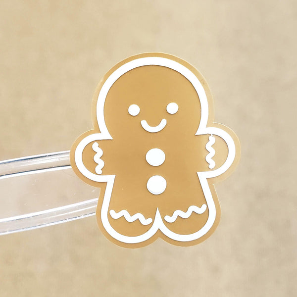Gingerbread Man Stickers – Set of 15 Vinyl Holiday Cookie Stickers, Cute Planner Stickers, Christmas Scrapbooking.
