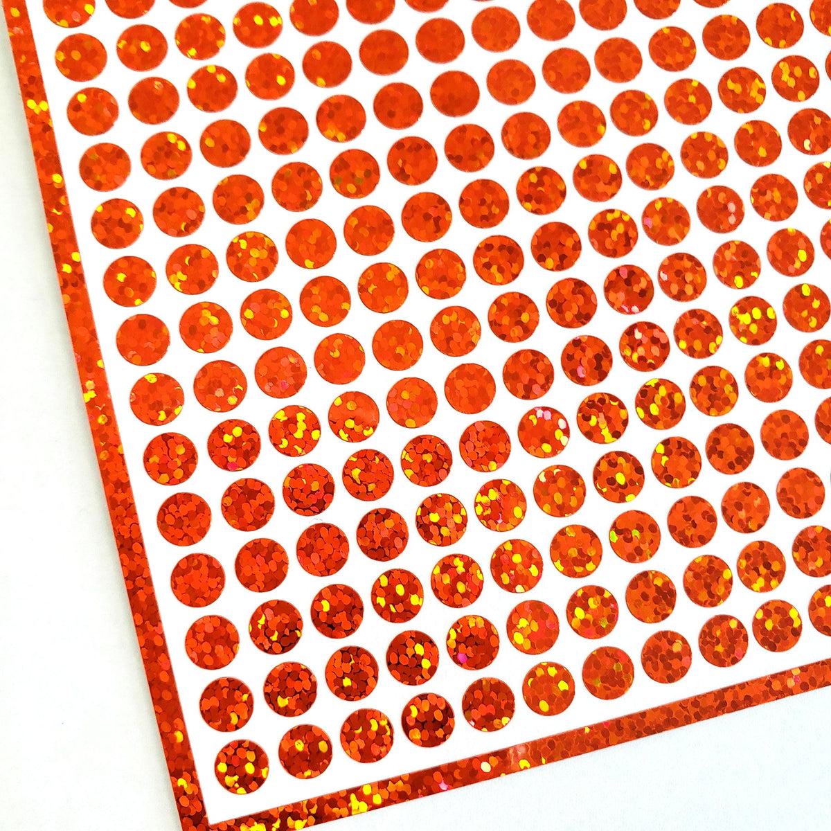 Orange Dot Stickers, 1/4 inch Sparkly Glitter Dots for Bullet Journaling, Scrapbooks and Crafts.