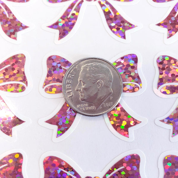 Turquoise Glitter Bow Stickers