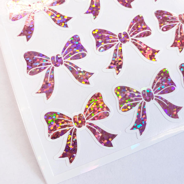 Turquoise Glitter Bow Stickers