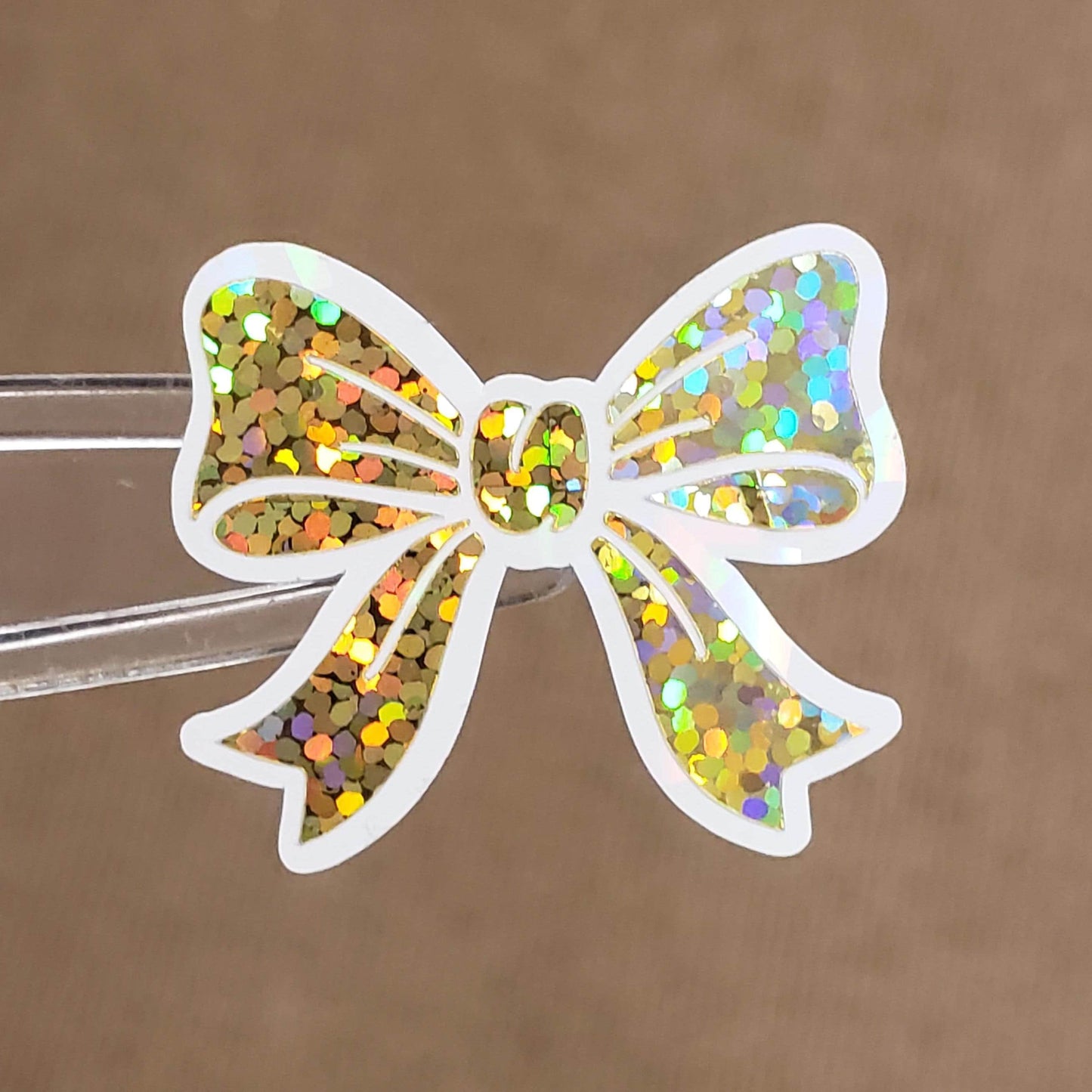 Gold Glitter Bow Stickers – set of 20 Sparkly Gold Bows for Holiday Card Envelopes, Scrapbooking, Journals, Gift Tags.