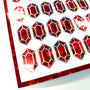 Red rupee stickers, set of 36 sparkly red July birthstone stickers.