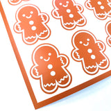 Gingerbread Man Stickers – Set of 15 Vinyl Holiday Cookie Stickers, Cute Planner Stickers, Christmas Scrapbooking.