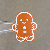 Gingerbread Man Stickers – Set of 15 Vinyl Holiday Cookie Stickers, Cute Planner Stickers, Christmas Scrapbooking.