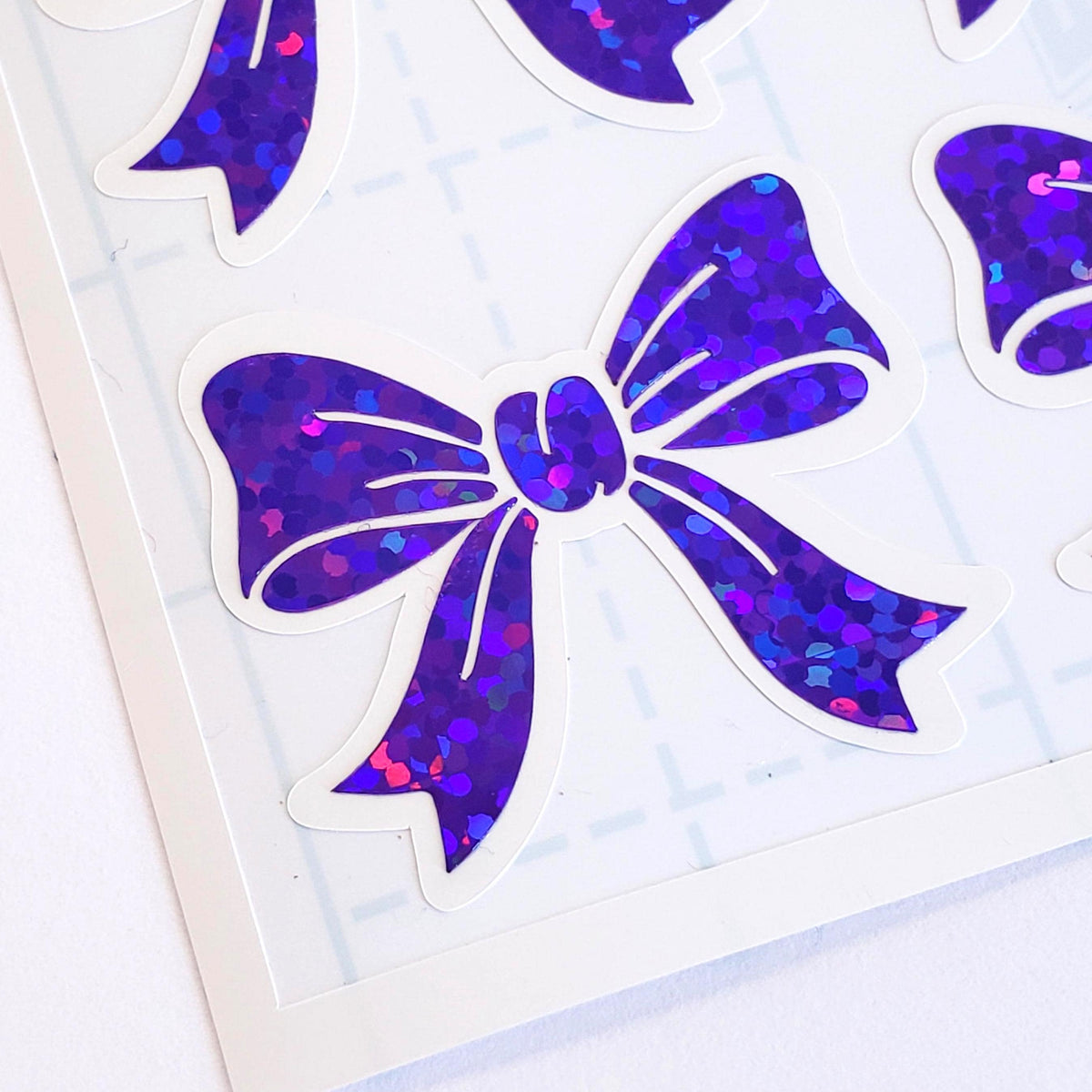 Purple Glitter Bow Stickers