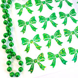 Spring Green Bow stickers. Set of 20 individual green sparkly bows with white outline.