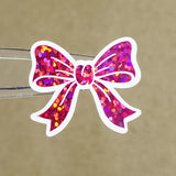Hot Pink Bow Stickers – set of 20 Coquette Aesthetic Sparkly Bows for Envelopes, Notecards, Scrapbooking and Journals.