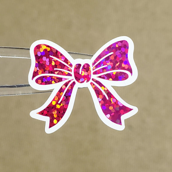 Hot Pink Bow Stickers – set of 20 Coquette Aesthetic Sparkly Bows for Envelopes, Notecards, Scrapbooking and Journals.