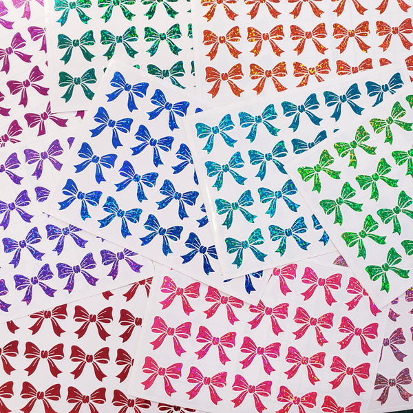 Silver Bow Stickers, set of 20
