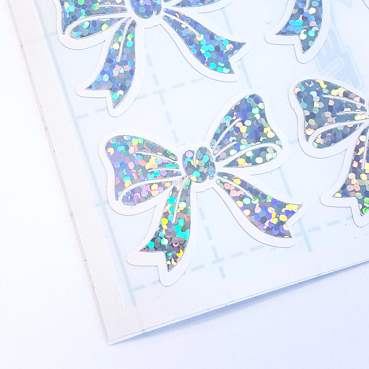 Silver Bow Stickers, set of 20