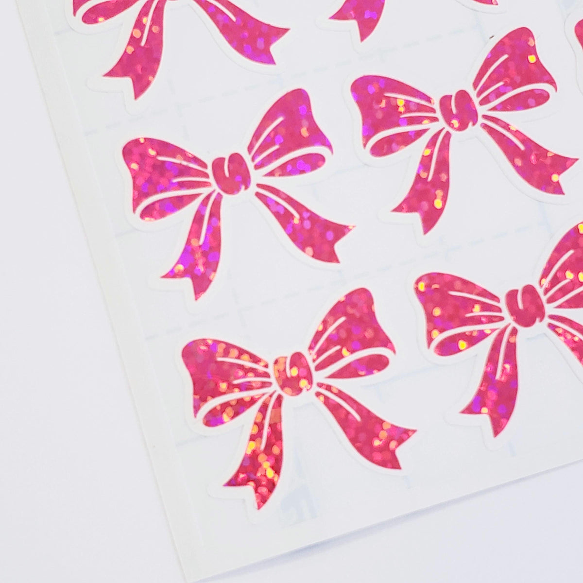 Bright Pink Bow Stickers, set of 20
