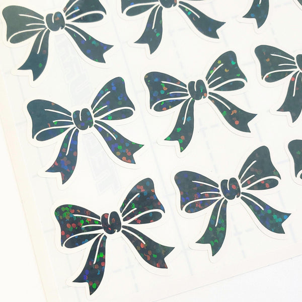 Black Bow Stickers, set of 20