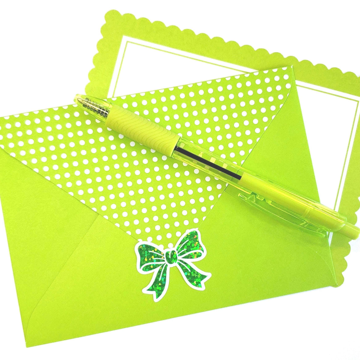 Spring Green Bow Stickers – set of 20 Sparkly Bows for Christmas and Birthday Card Envelopes, Scrapbooking, Journals, Gift Tags.