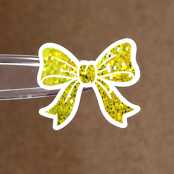 Yellow Bow Stickers – set of 20 Sparkly Yellow Bows for Envelopes, Notecards, Scrapbooking, Journals, Gift Tags.