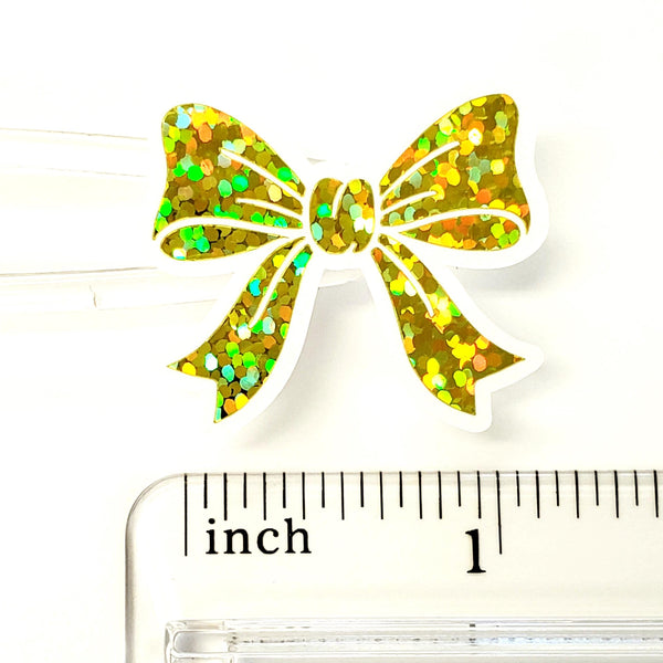 Yellow Bow Stickers – set of 20 Sparkly Yellow Bows for Envelopes, Notecards, Scrapbooking, Journals, Gift Tags.