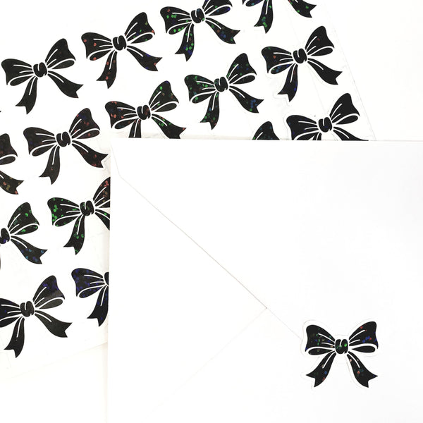 Black Bow Stickers, set of 20