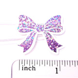 Lilac Purple Bow Stickers, set of 20 Sparkly Ribbon Vinyl Decals, craft supply for scrapbooking
