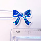 Bright Blue Bow Stickers, set of 20 Sparkly Ribbon Vinyl Decals, craft supply for scrapbooking, baby boy gender reveal.