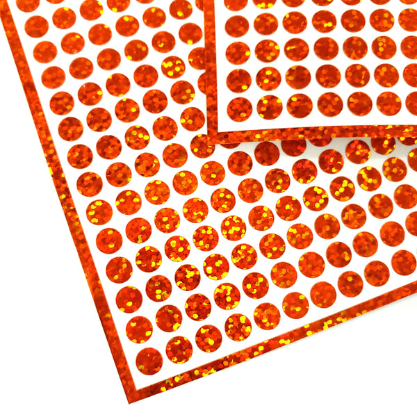 sparkly orange dots sticker sheet