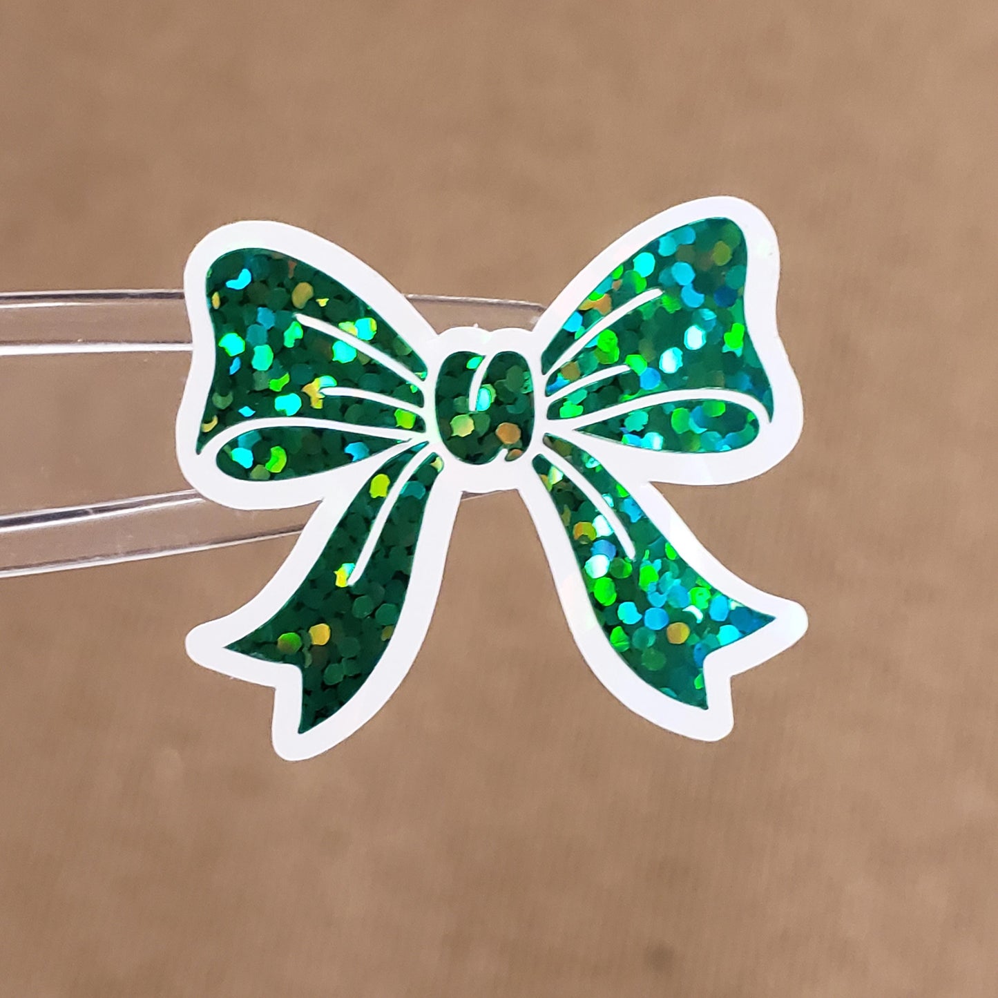 Green Glitter Bow Stickers – set of 20 Sparkly Bows for Christmas and Birthday Card Envelopes, Scrapbooking, Journals, Gift Tags.