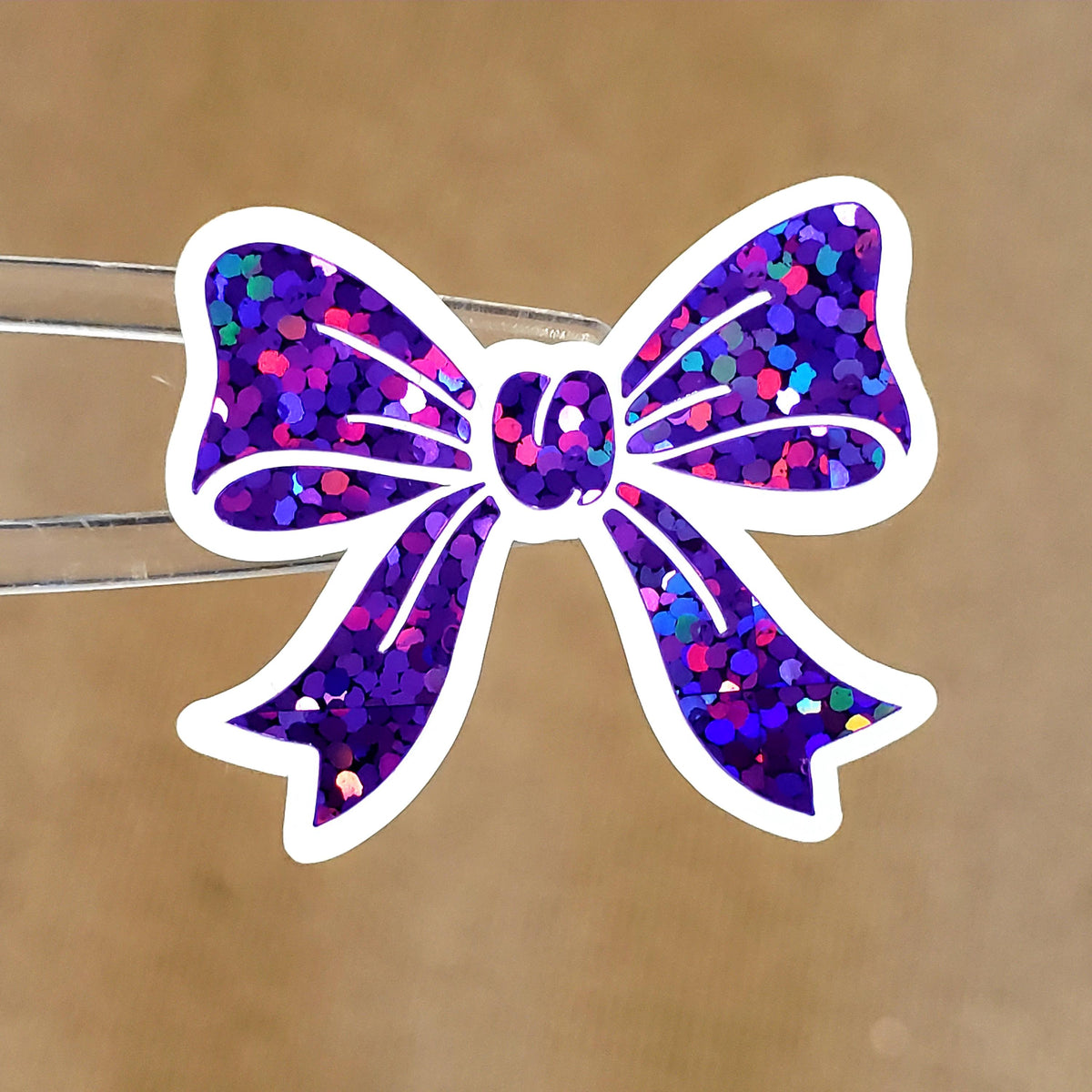 Purple Glitter Bow Stickers