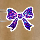 Purple Glitter Bow Stickers