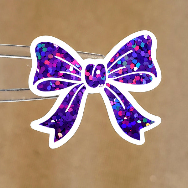 Purple Glitter Bow Stickers