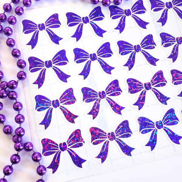 purple glitter bows sticker sheet