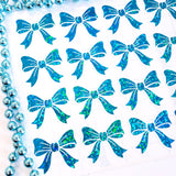 Turquoise glitter bow stickers