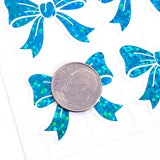 Turquoise Glitter Bow Stickers