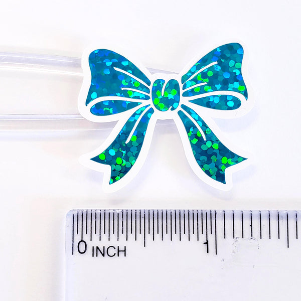Turquoise Glitter Bow Stickers
