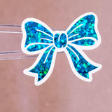 Turquoise Glitter Bow Stickers