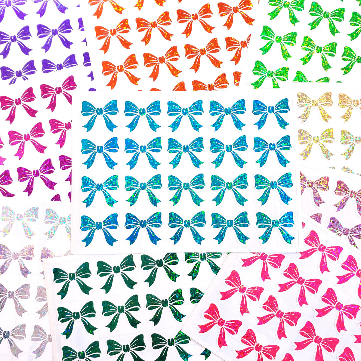 Turquoise Glitter Bow Stickers