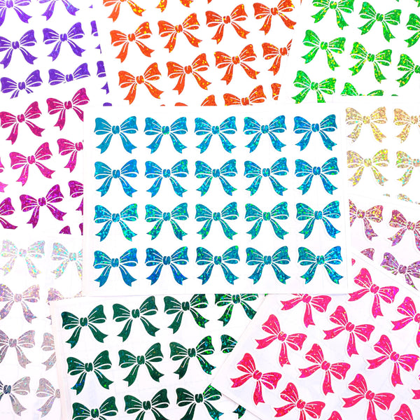 Turquoise Glitter Bow Stickers