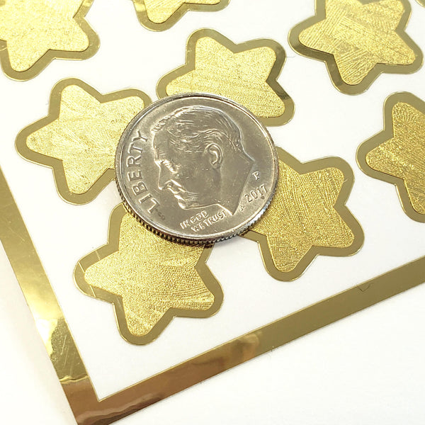 Gold Star Stickers, set of 70 small golden metallic kawaii stars for cards, envelopes, invitations, laptops and crafts.