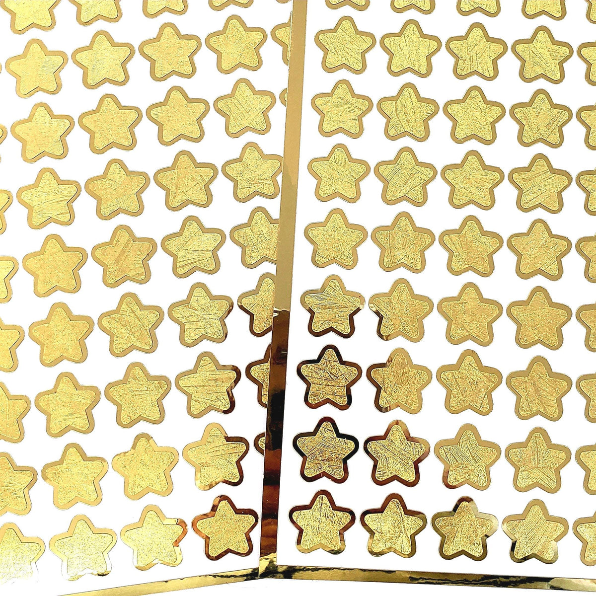 Gold Star Stickers, set of 70 small golden metallic kawaii stars for cards, envelopes, invitations, laptops and crafts.