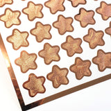 Copper Star Stickers, set of 70 small metallic kawaii stars for cards, envelopes, invitations, laptops and crafts.