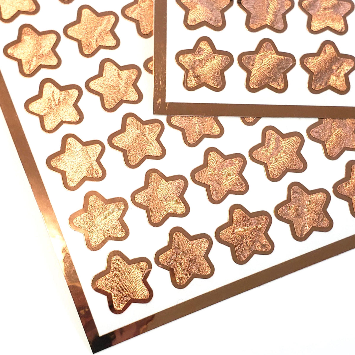 Copper Star Stickers, set of 70 small metallic kawaii stars for cards, envelopes, invitations, laptops and crafts.