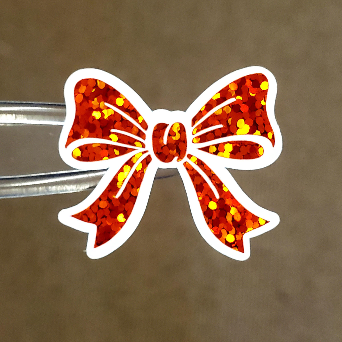 Orange Bows Sticker Sheet – set of 20 Sparkly Bows for Fall, Halloween and Birthday Card Envelopes, Scrapbooking, Journals, Gift Tags.