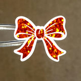 Orange Bows Sticker Sheet – set of 20 Sparkly Bows for Fall, Halloween and Birthday Card Envelopes, Scrapbooking, Journals, Gift Tags.