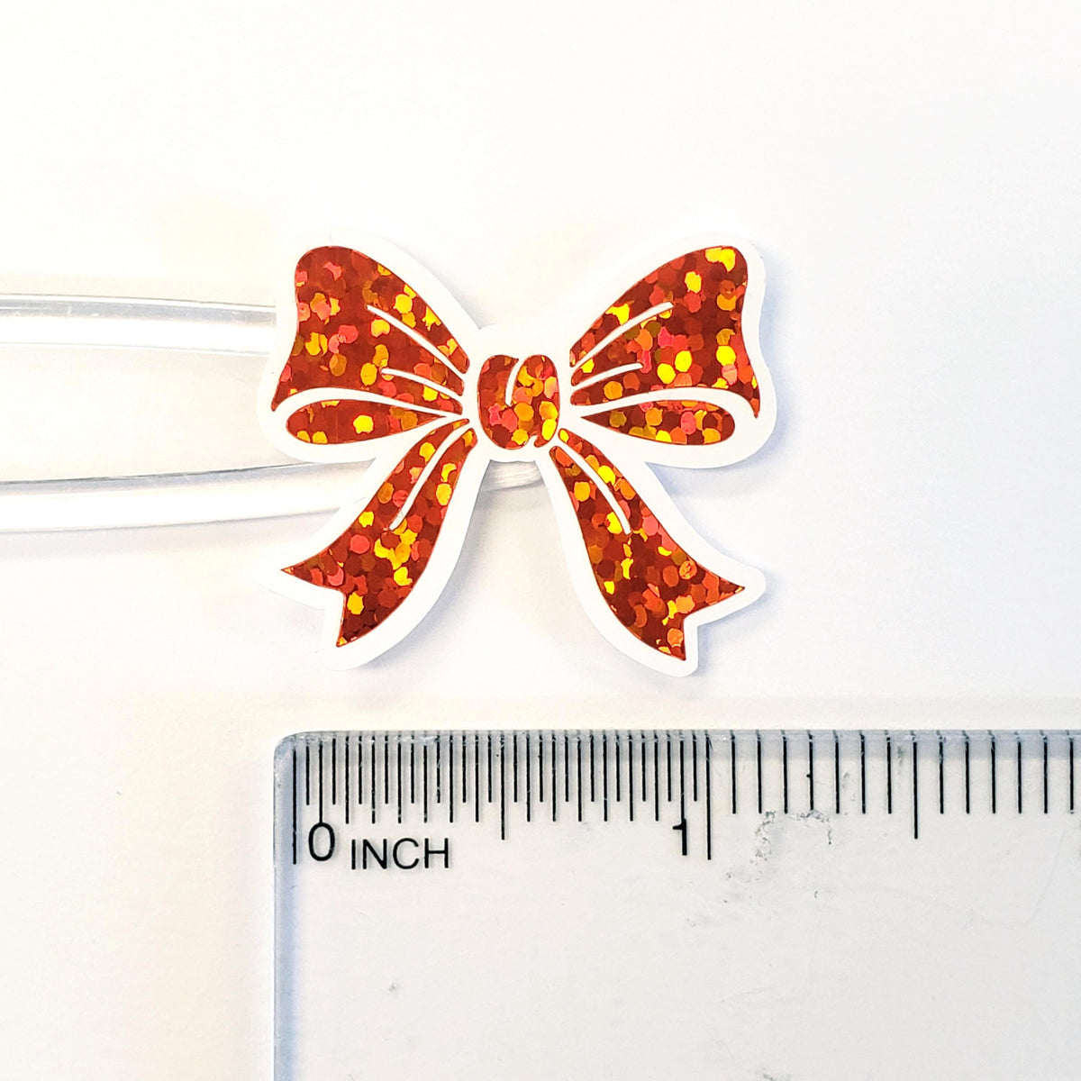 Orange Bows Sticker Sheet – set of 20 Sparkly Bows for Fall, Halloween and Birthday Card Envelopes, Scrapbooking, Journals, Gift Tags.