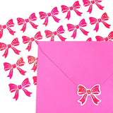 Bright Pink Bow Stickers, set of 20