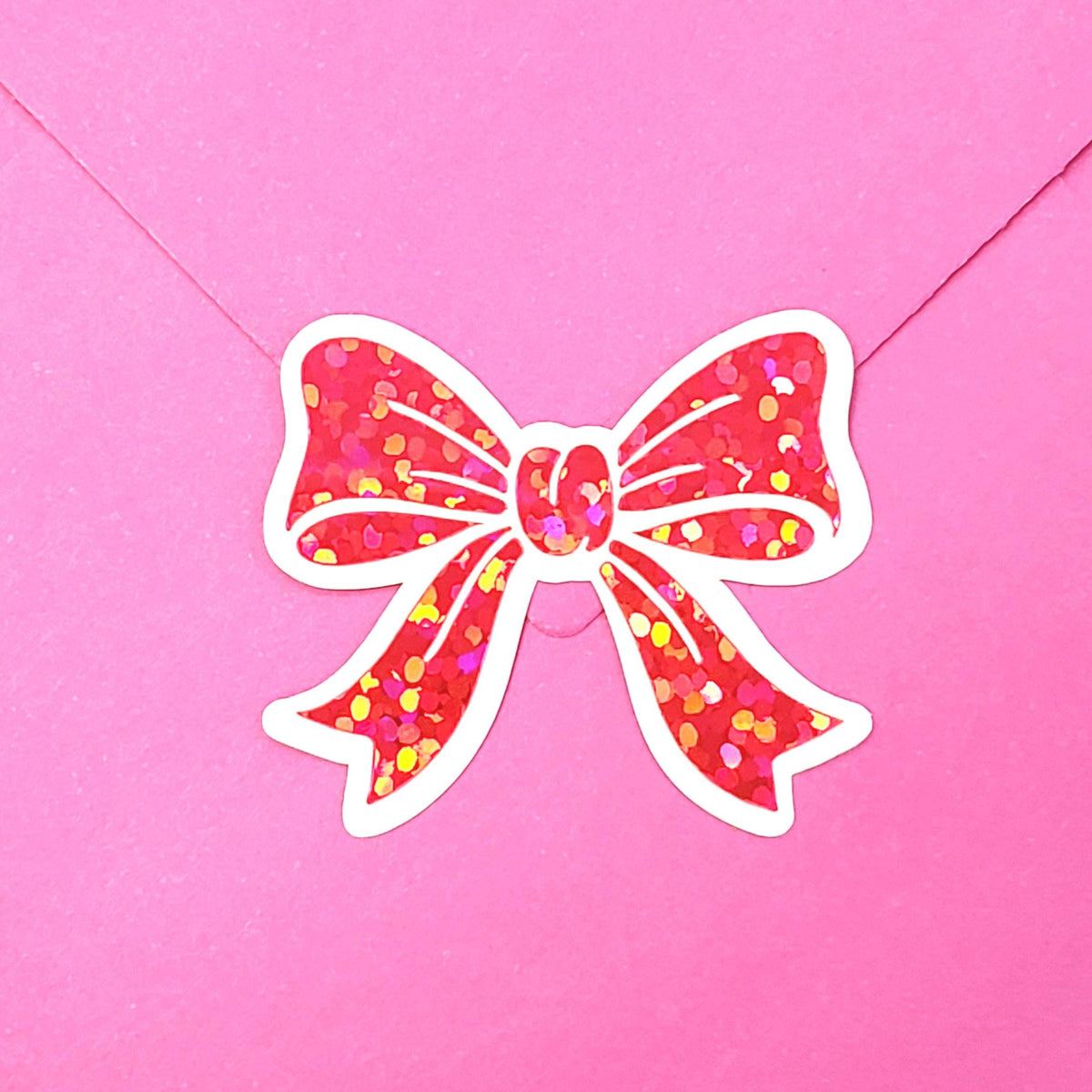 Bright Pink Bow Stickers, set of 20